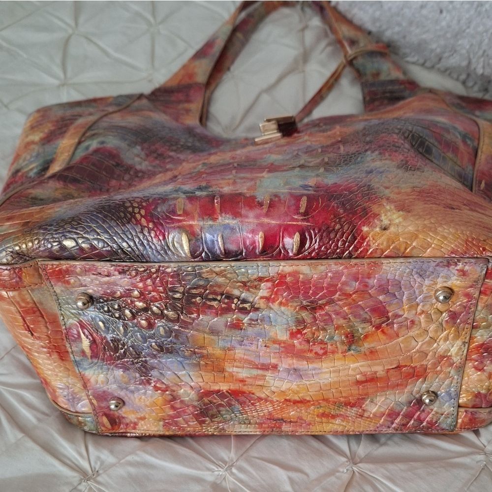 Brahmin Croc large bag purse pink gold tones, shimmer - Picture 5 of 10
